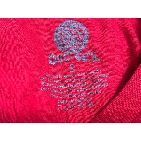 Buc-ees T-Shirt Size S Red It's Not About What's Under The Tree Short Sleeves - Picture 3 of 5